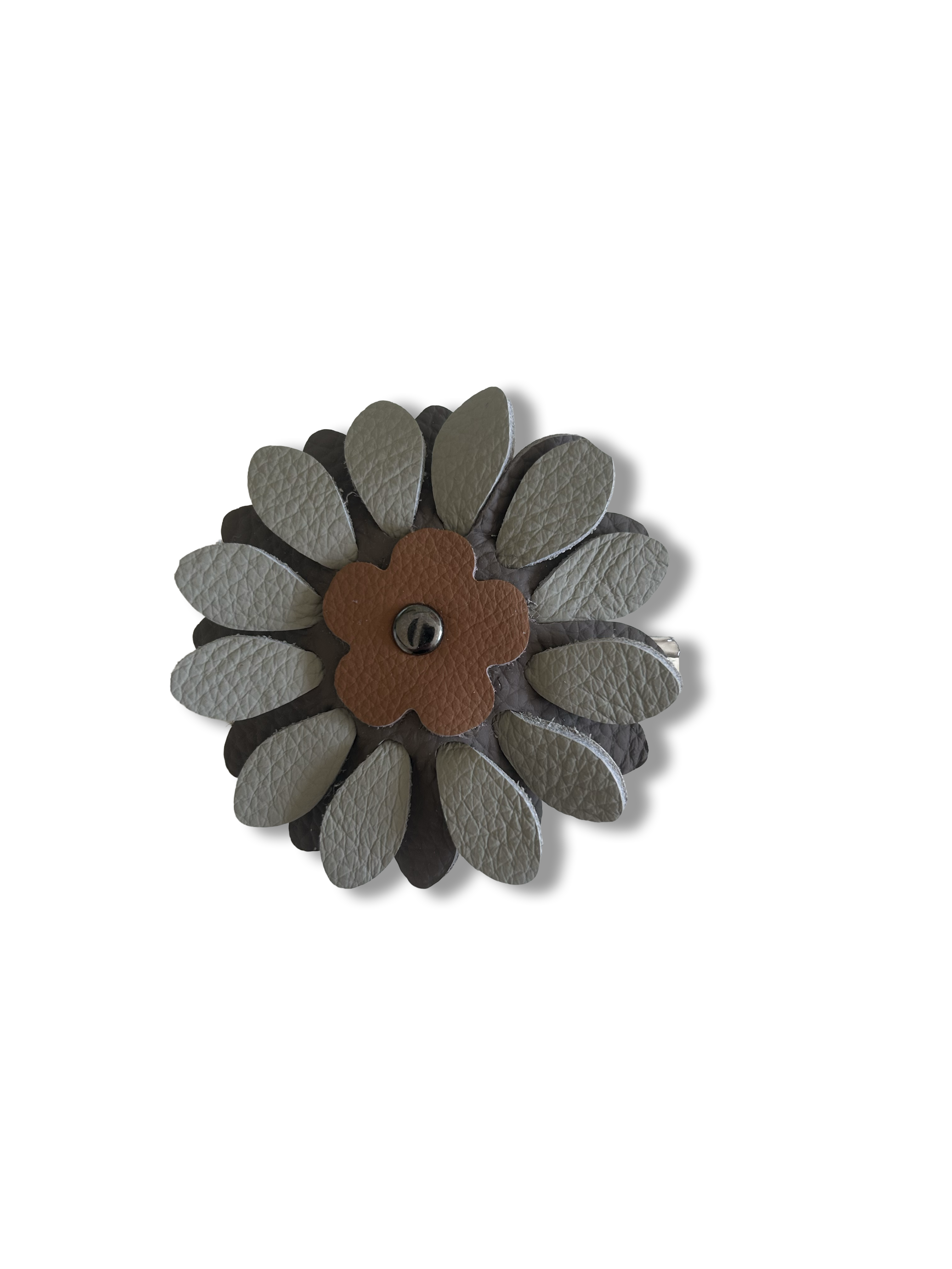 Large Leather Flower Hair Clip