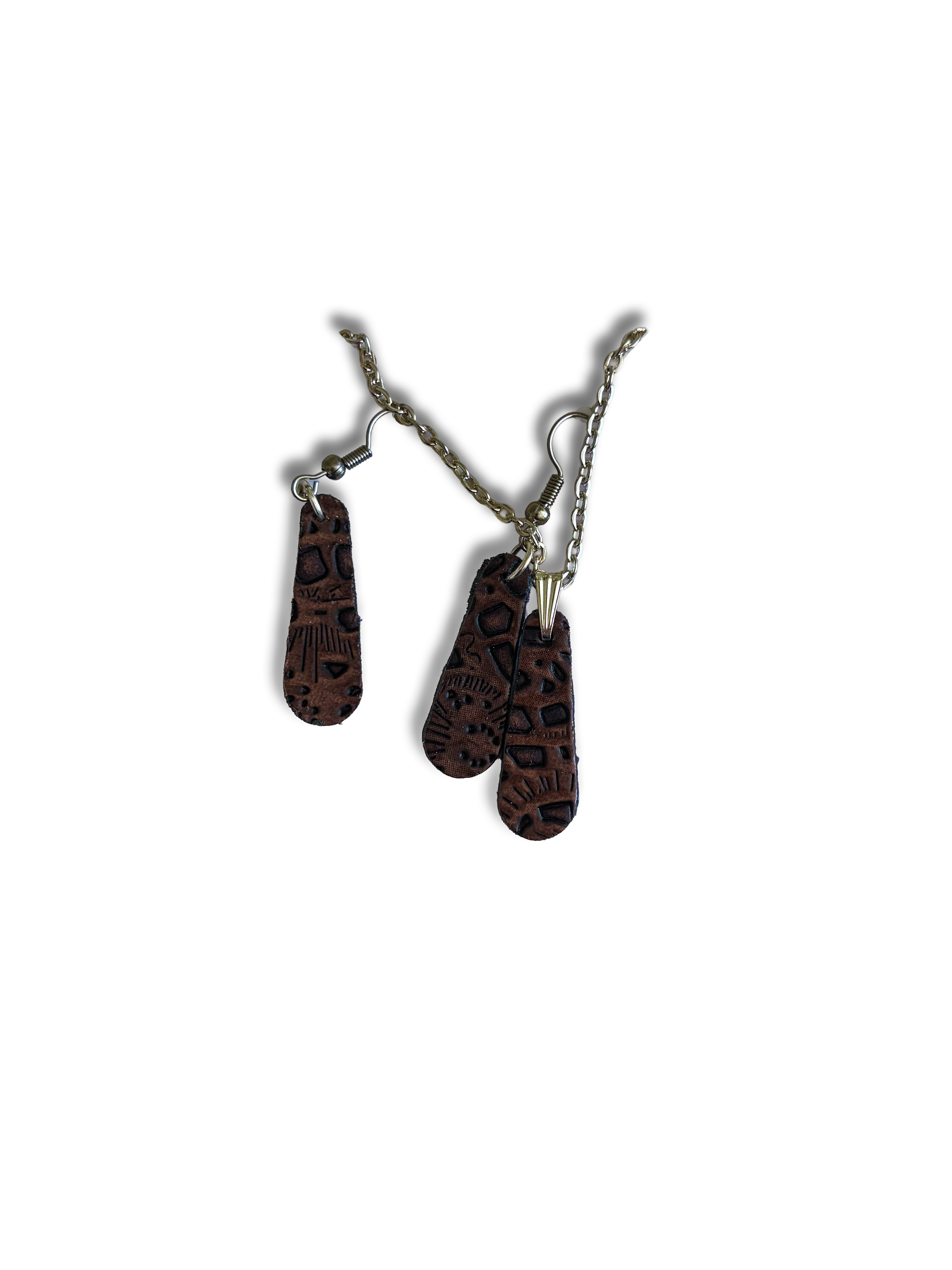 Leather Necklace & Earrings Set