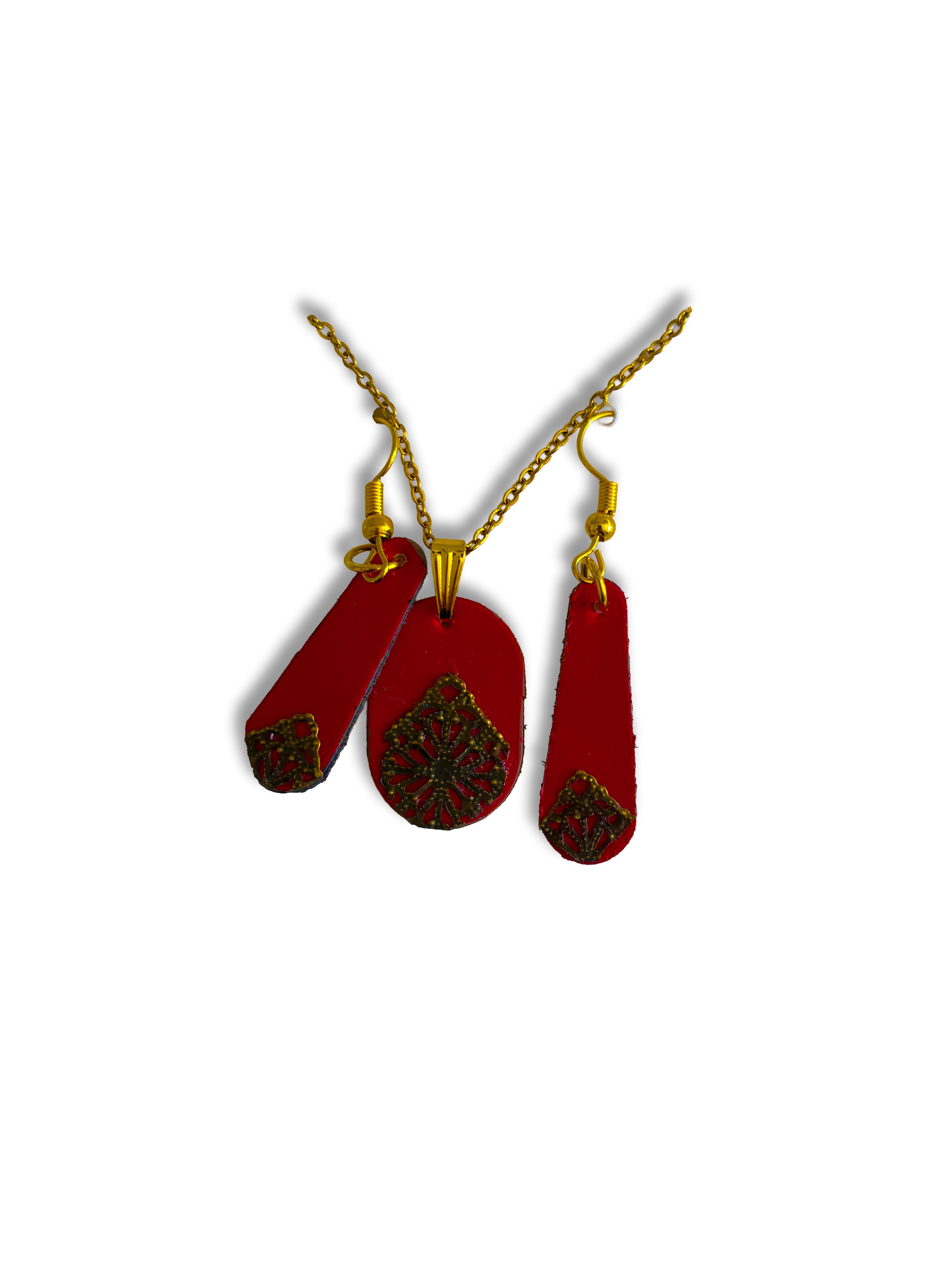 Leather Necklace & Earrings Set
