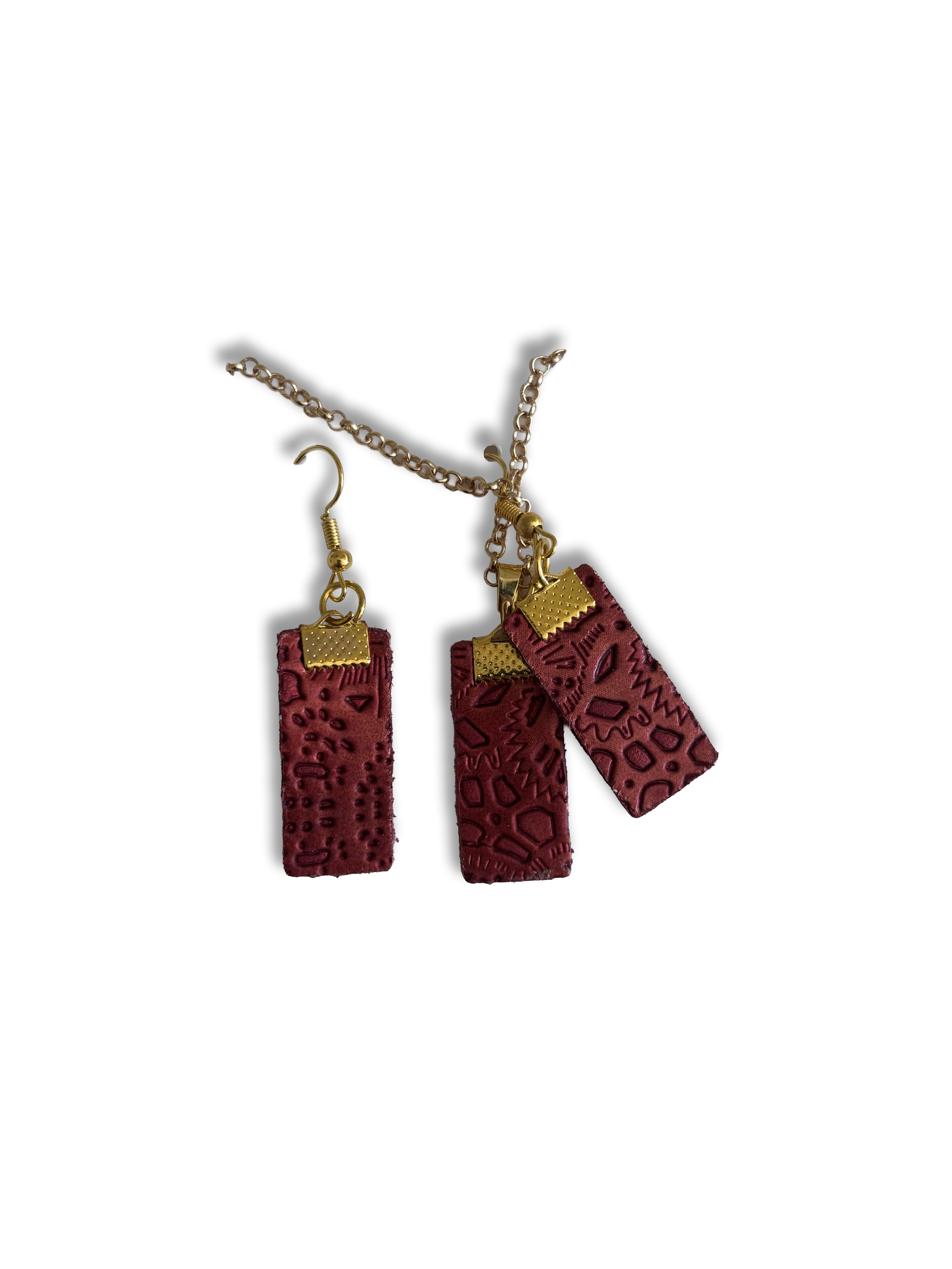 Leather Necklace & Earrings Set