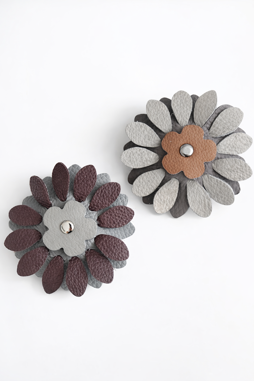 Large Leather Flower Hair Clip